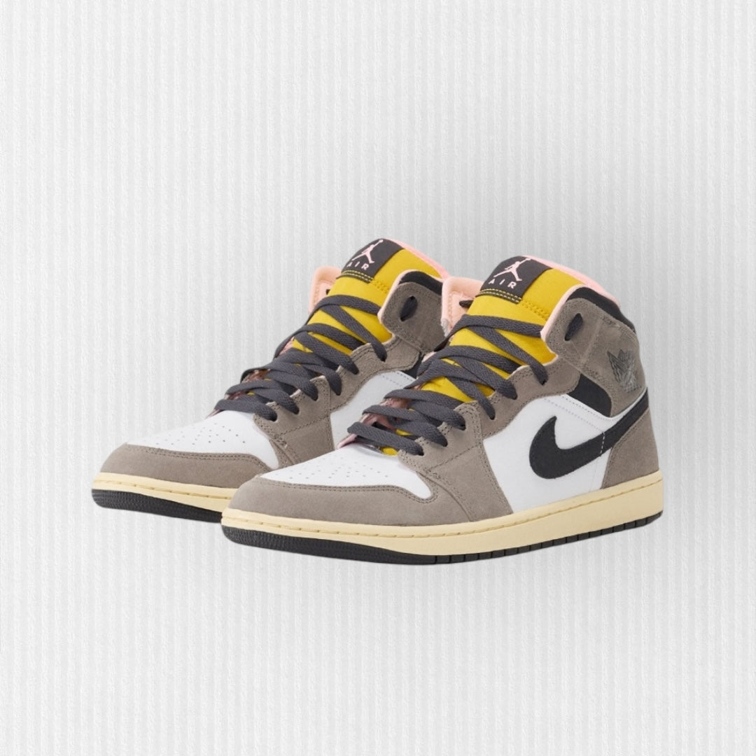 Nike AIR JORDAN 1 MID - White/Oil Grey-Cave/Stone/Sulfur-Arctic/Punch-Muslin