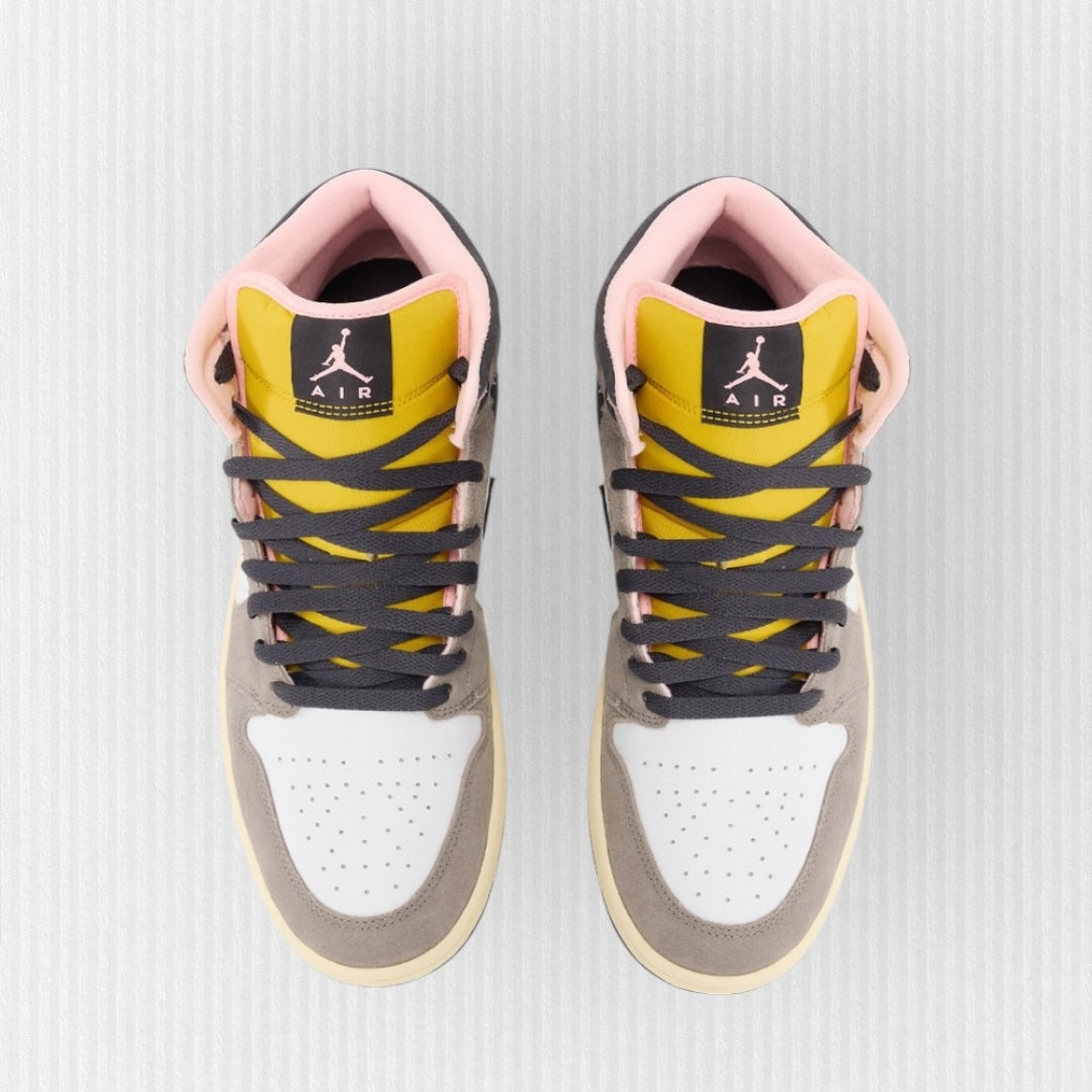 Nike AIR JORDAN 1 MID - White/Oil Grey-Cave/Stone/Sulfur-Arctic/Punch-Muslin