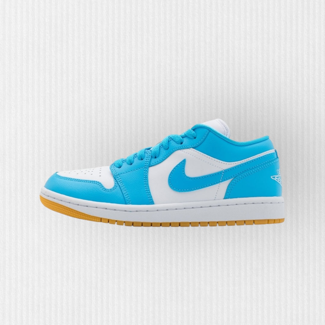 Nike AIR JORDAN 1 LOW - White/Dark Powder Blue/Light Brown